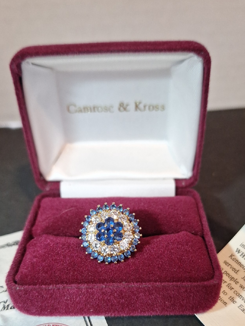 Camrose & Kross JBK Blue and White Halo Ring - Statement Women's Jewelry